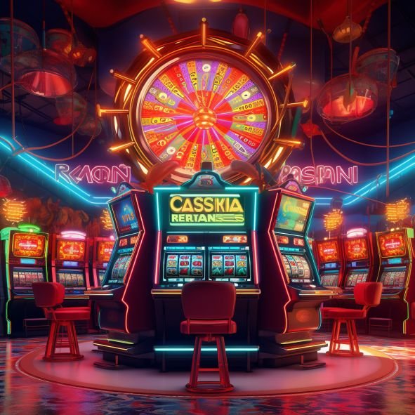 Ilustrasi permainan slot online dengan tampilan modern di toto878